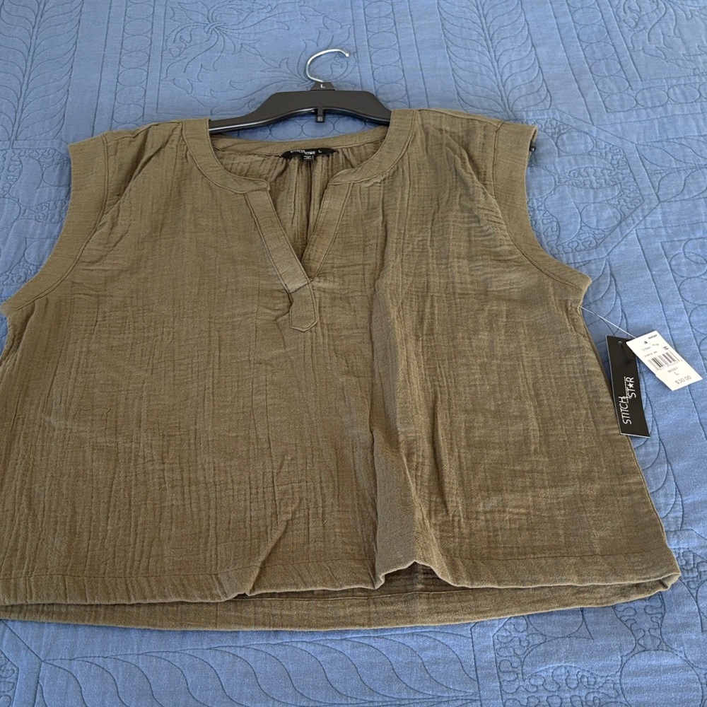 Stylish Olive Sleeveless Blouse